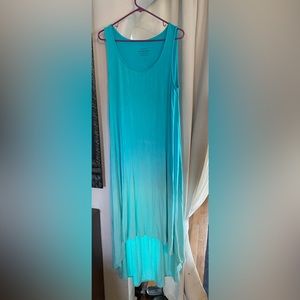 BLUE MAXI SUPER SOFT HI-LOW DRESS